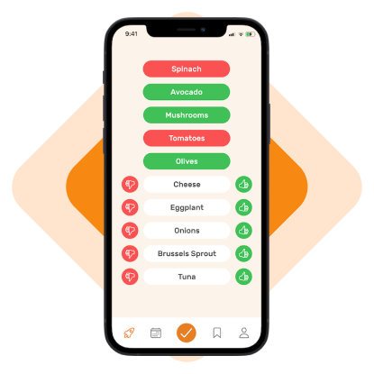 Mockup of a Nutrifood delivery app – selecting ingredients